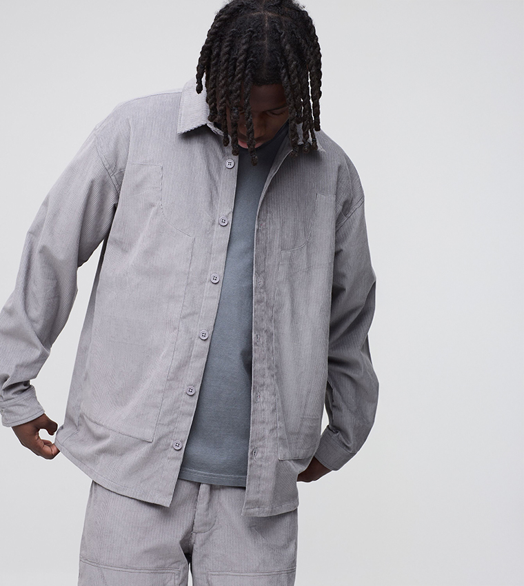 Carpenter Corduroy Long Sleeves Oversized Shirt