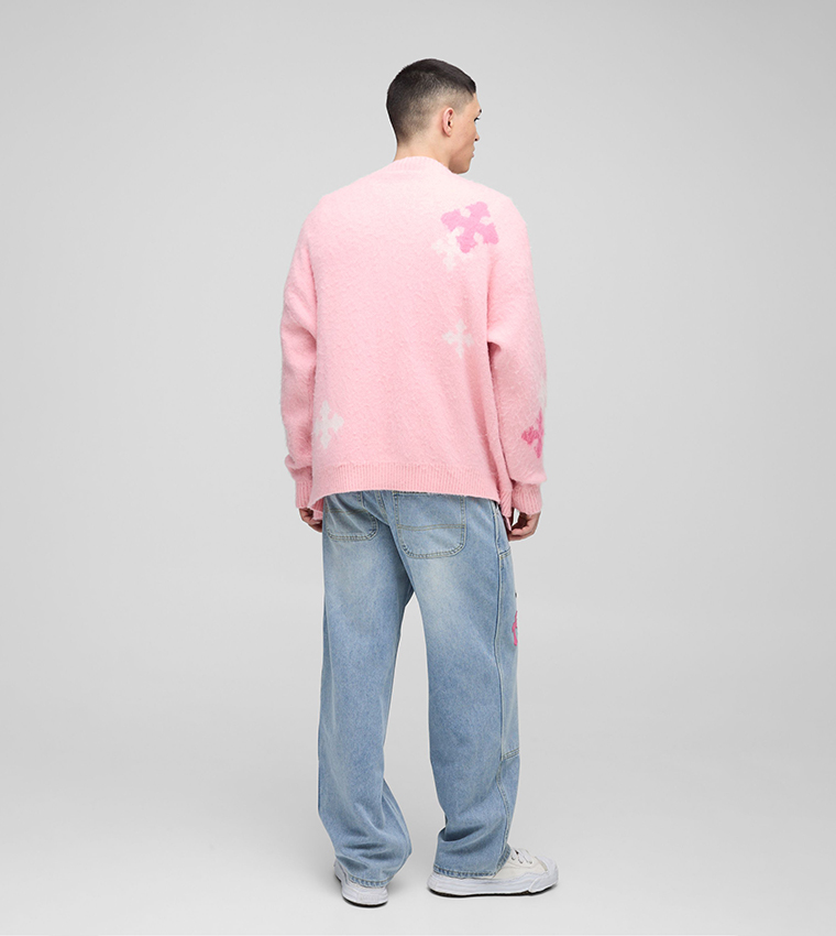 Multi Cross Appliqued Relaxed Fit Jeans