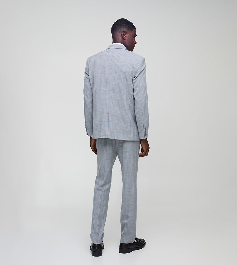 Tonal Check Straight Fit Formal Trousers