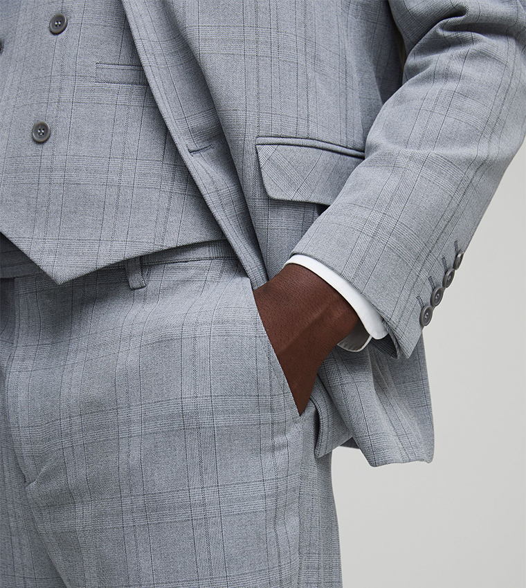 Tonal Check Straight Fit Formal Trousers