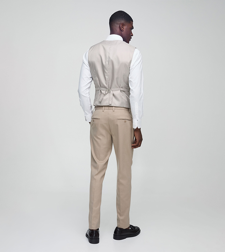 Textured Twill Slim Fit Waistcoat