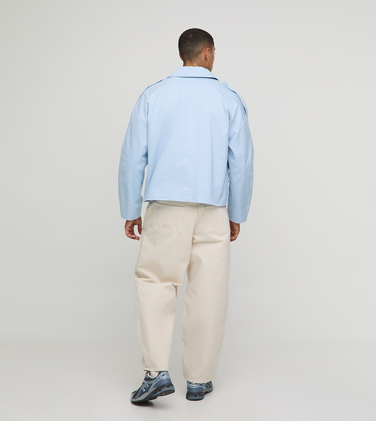Double Breasted Twill Boxy Jacket