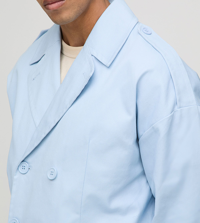 Double Breasted Twill Boxy Jacket