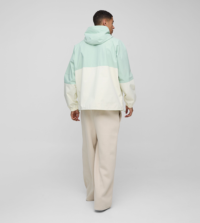 Color Block Hooded Cagoule Oversized Raincoat