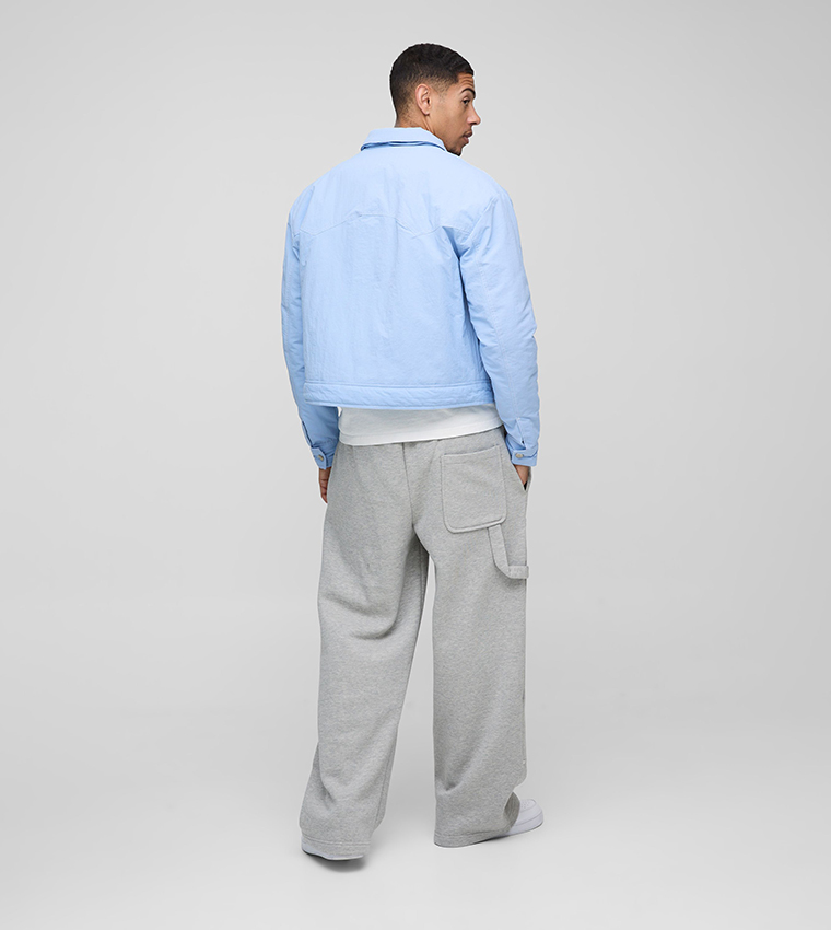 Boxy Nylon Contrast Stitch Western Trucker Jacket