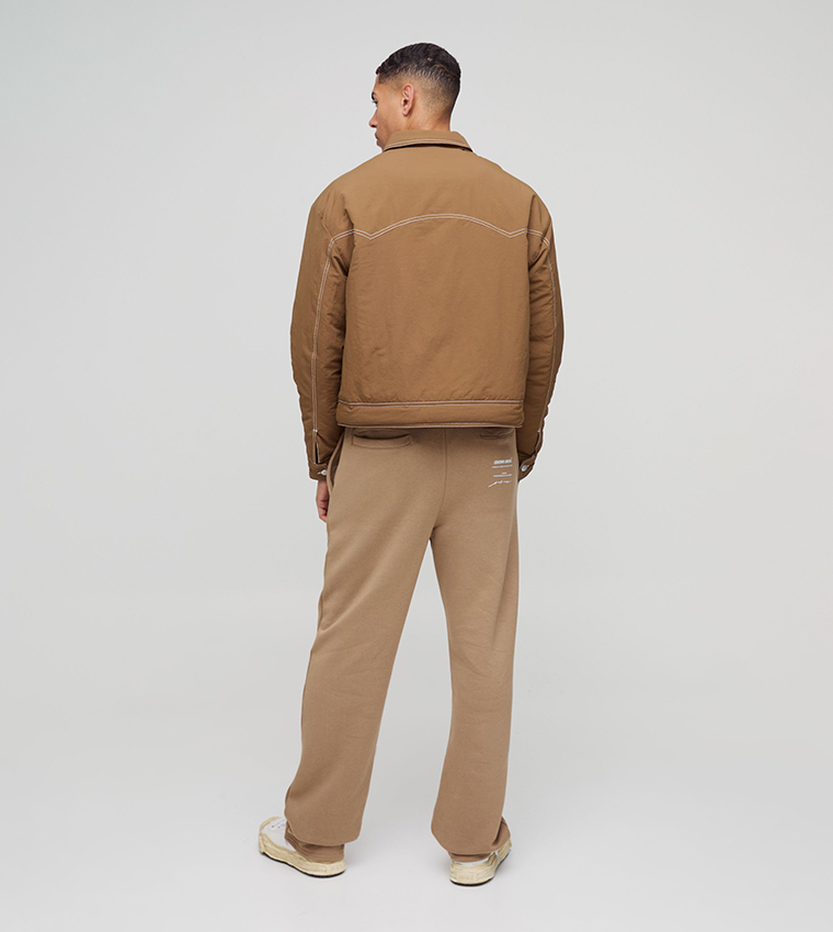 Boxy Nylon Contrast Stitch Western Trucker Jacket