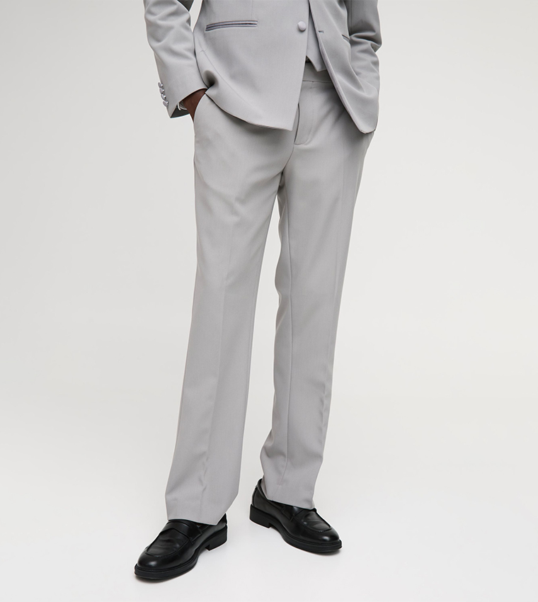 Solid Mid Rise Flared Formal Trousers
