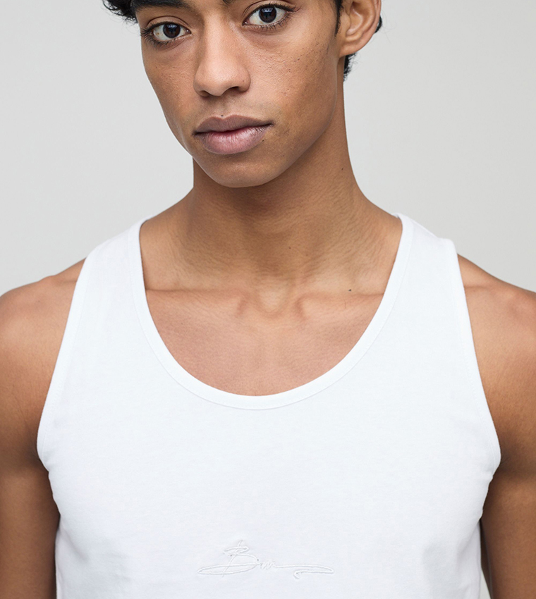 Regular Fit Embroidered Tank Top
