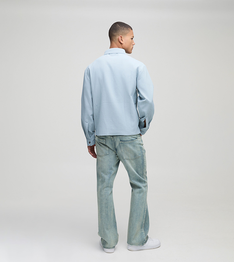 Ribbed Long Sleeves Casual Shirt