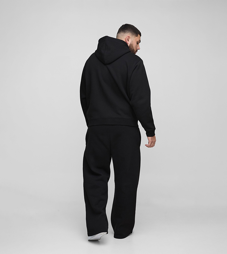 Solid Zip-Through Oversized Hooded Jacket