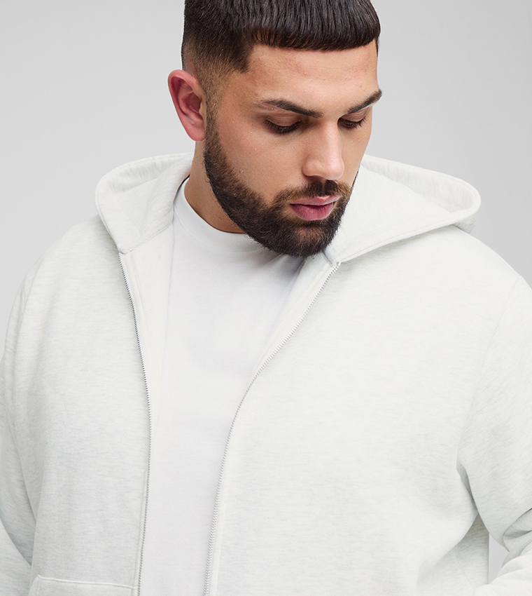 Solid Zip-Through Oversized Hooded Jacket