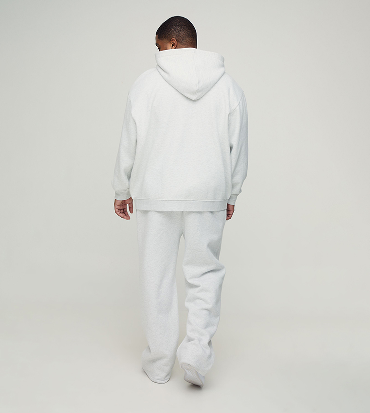 Solid Zip-Through Oversized Hooded Jacket