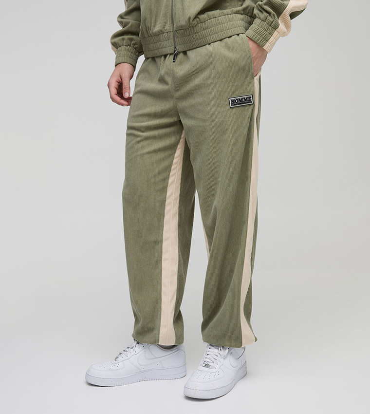 Elastic Waist Corduroy Cuffed Trousers