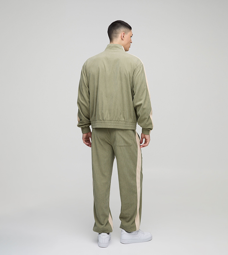 Elastic Waist Corduroy Cuffed Trousers