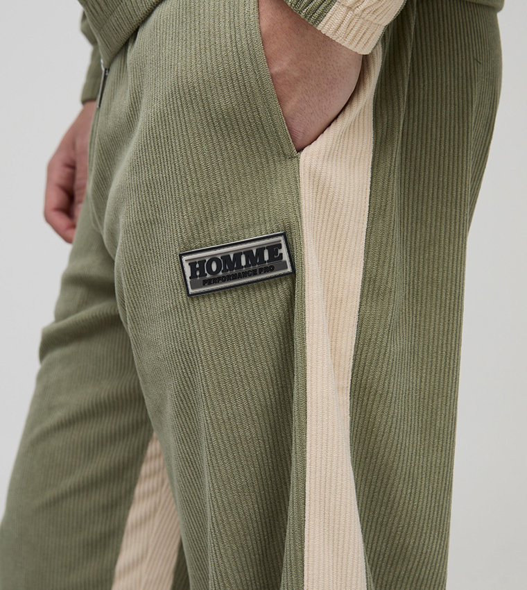 Elastic Waist Corduroy Cuffed Trousers