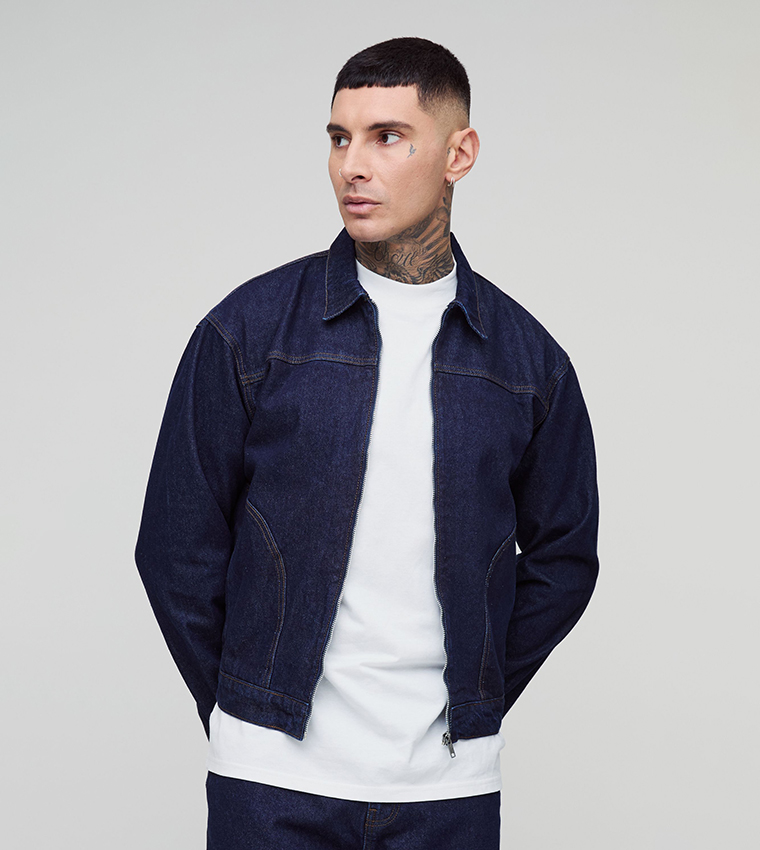 Tall Boxy Contrast Stitch Denim Jacket