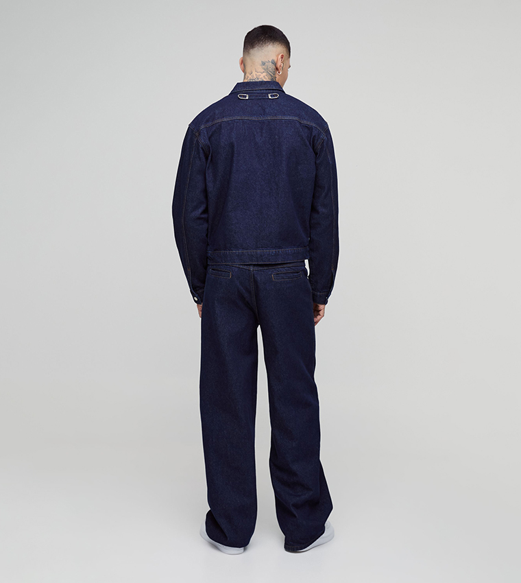 Tall Boxy Contrast Stitch Denim Jacket