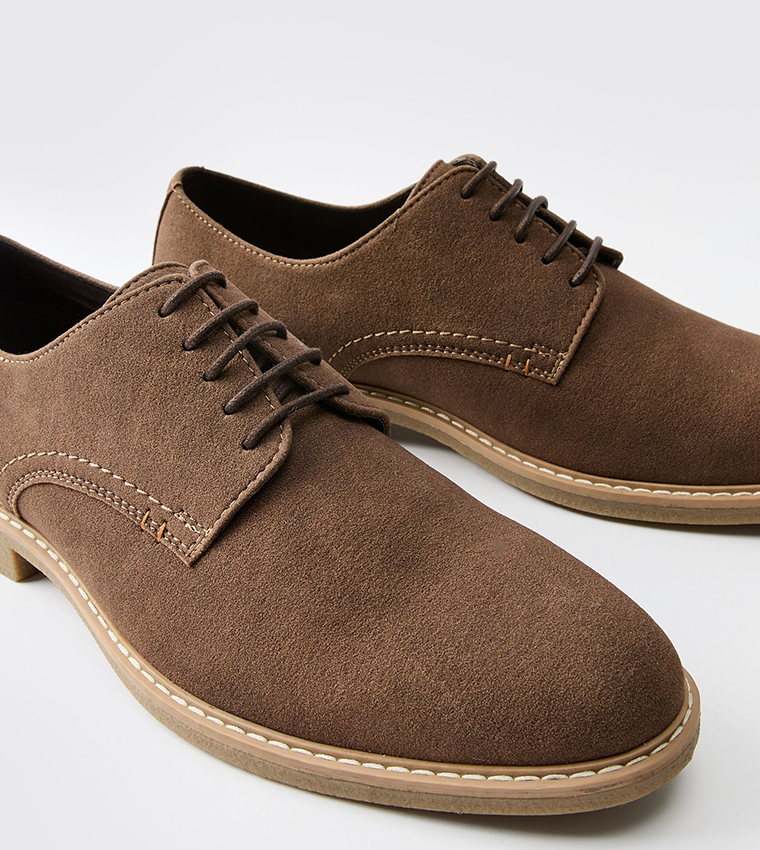 Suede Derby Lace-Up Shoes