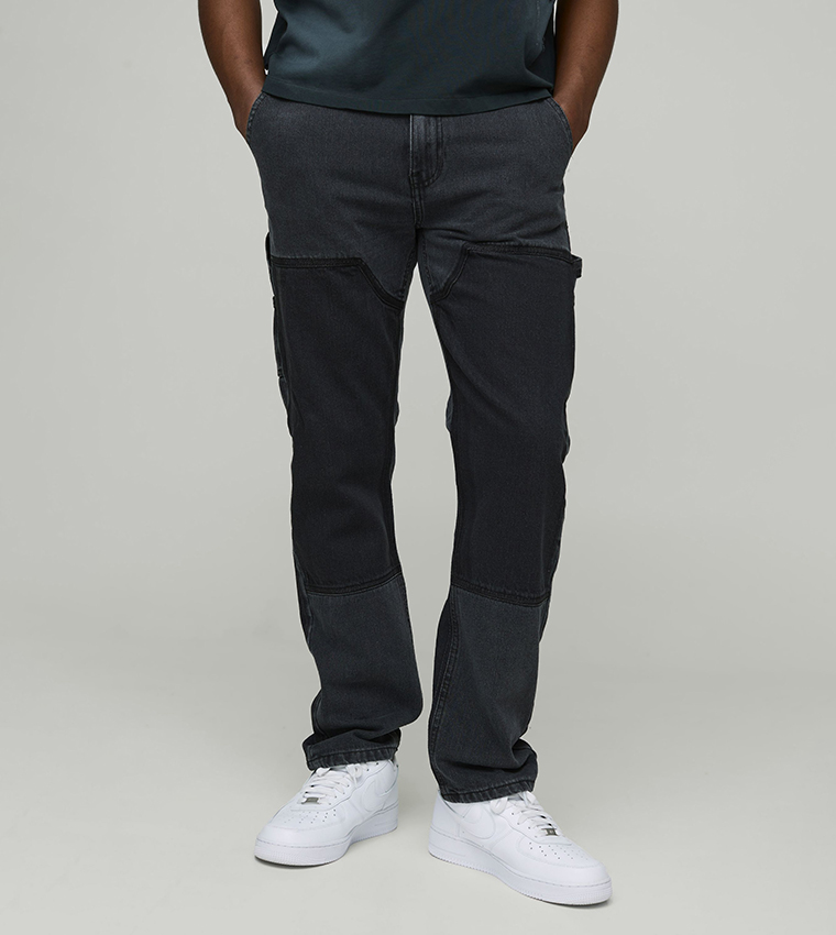 Contrast Carpenter Panel Straight Fit Jeans