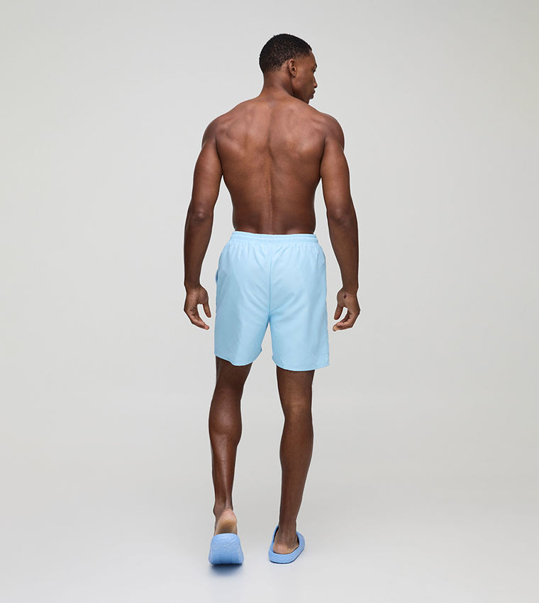 Solid Drawstring Waist Swim Shorts