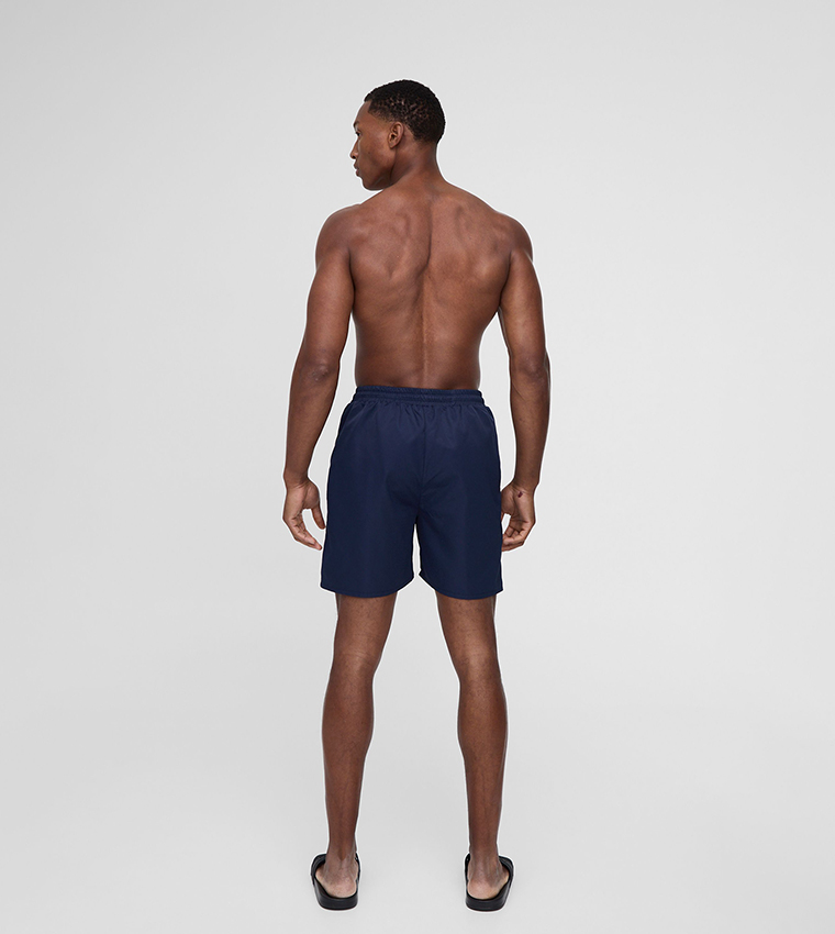 Solid Drawstring Waist Swim Shorts