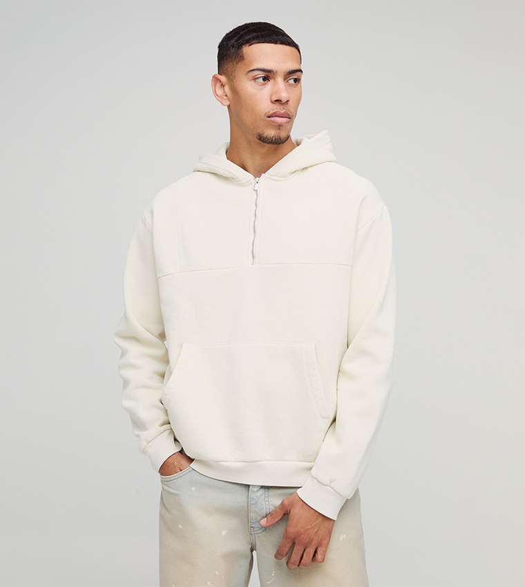 Quarter Zip Washed Oversized Hoodie