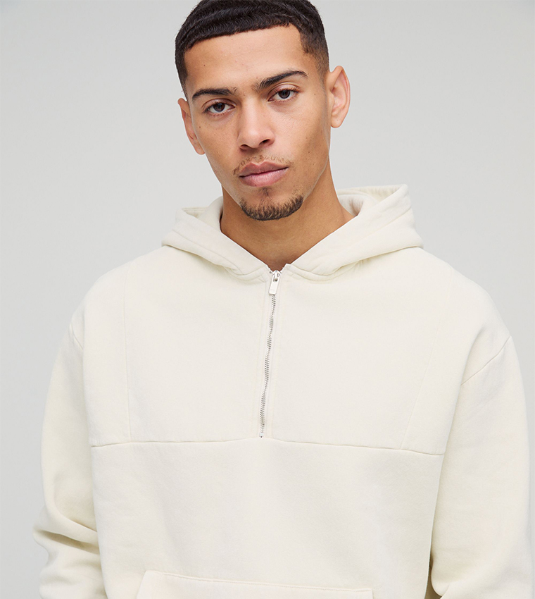 Quarter Zip Washed Oversized Hoodie