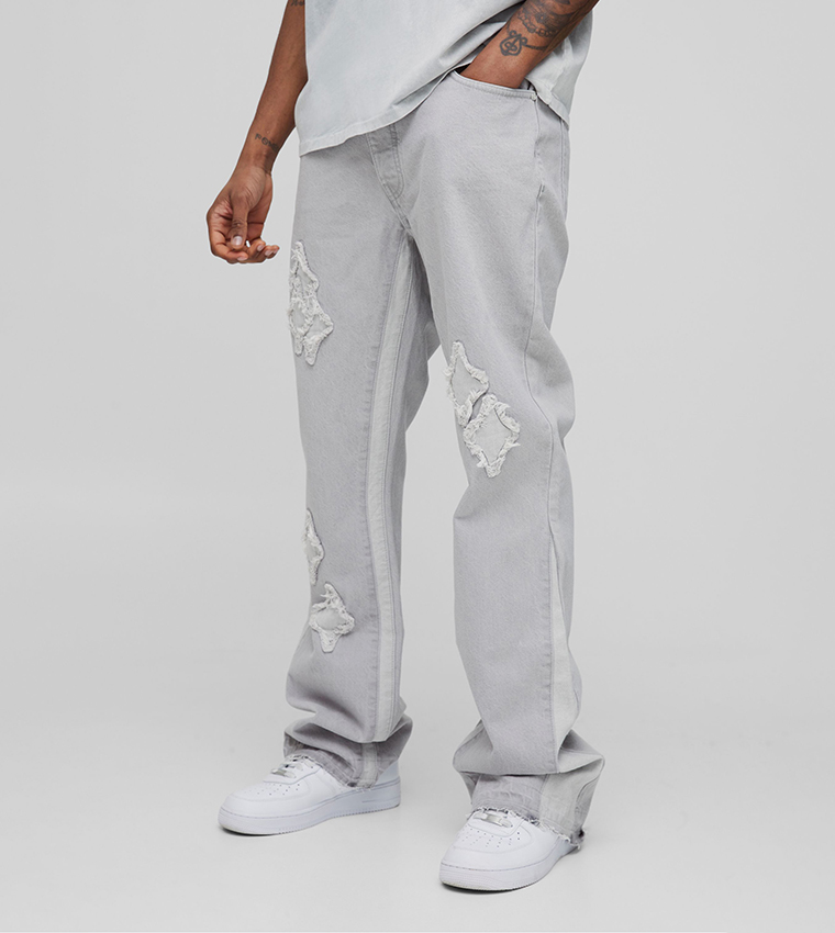 Tall Flare Appliqued Gusset Panel Slim Fit Jeans