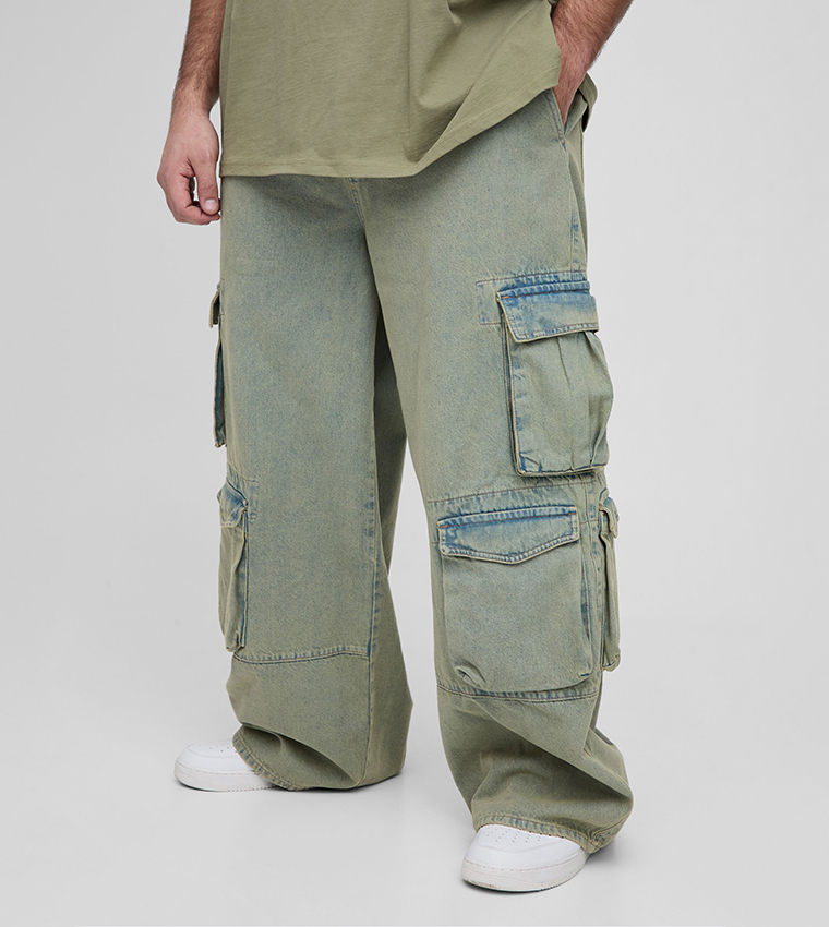 Plus Tall Multi Pocket Cargo Baggy Jeans