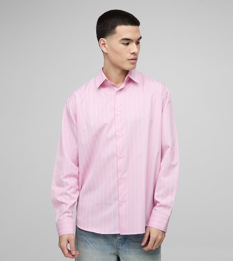 Striped Long Sleeves Oversized Shirt