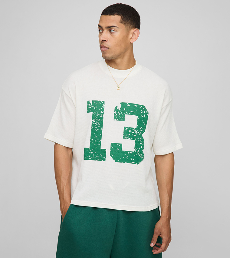 13 Waffle Print Oversized T-Shirt