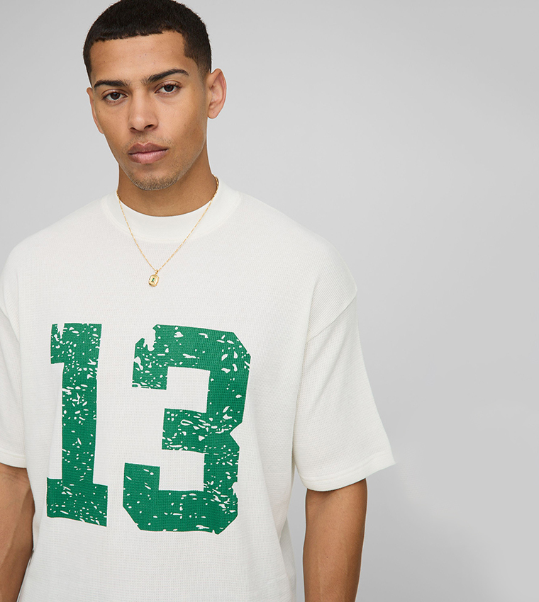 13 Waffle Print Oversized T-Shirt