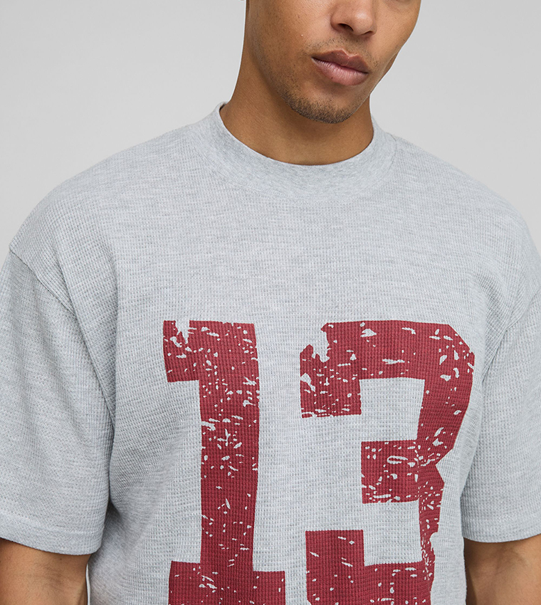 13 Waffle Print Oversized T-Shirt