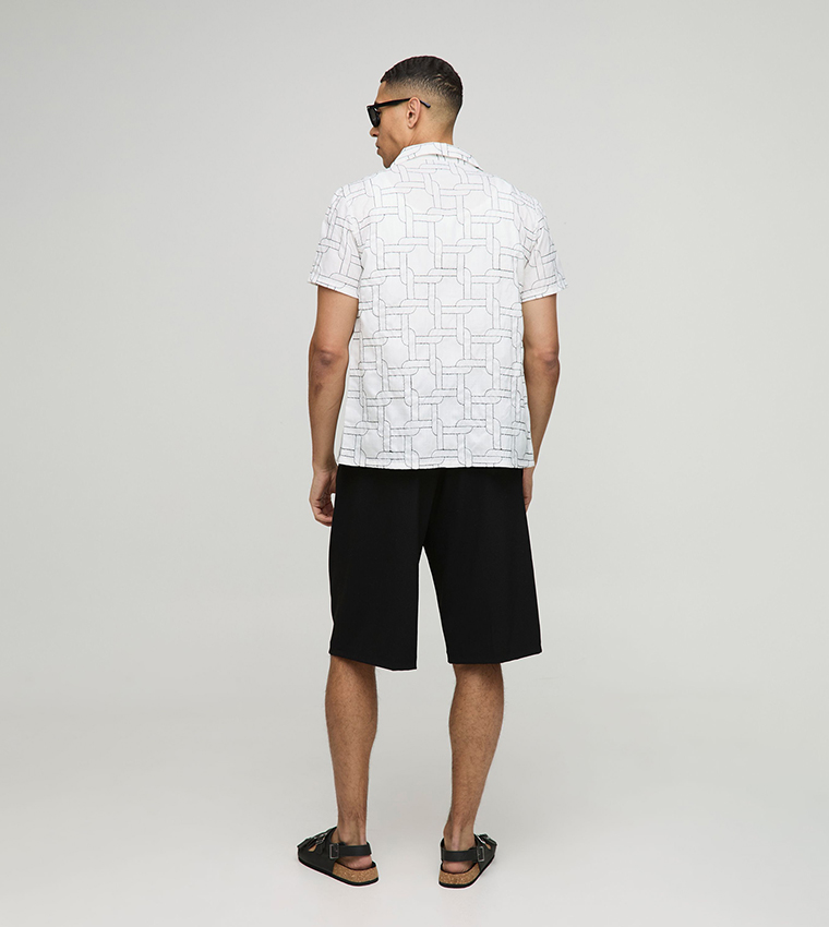 Regular Linen Look Embroidered Shirt