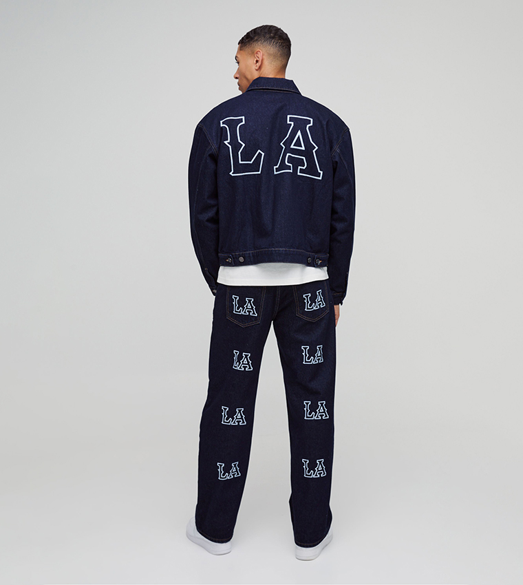 LA Embroidery Relaxed Fit Jeans