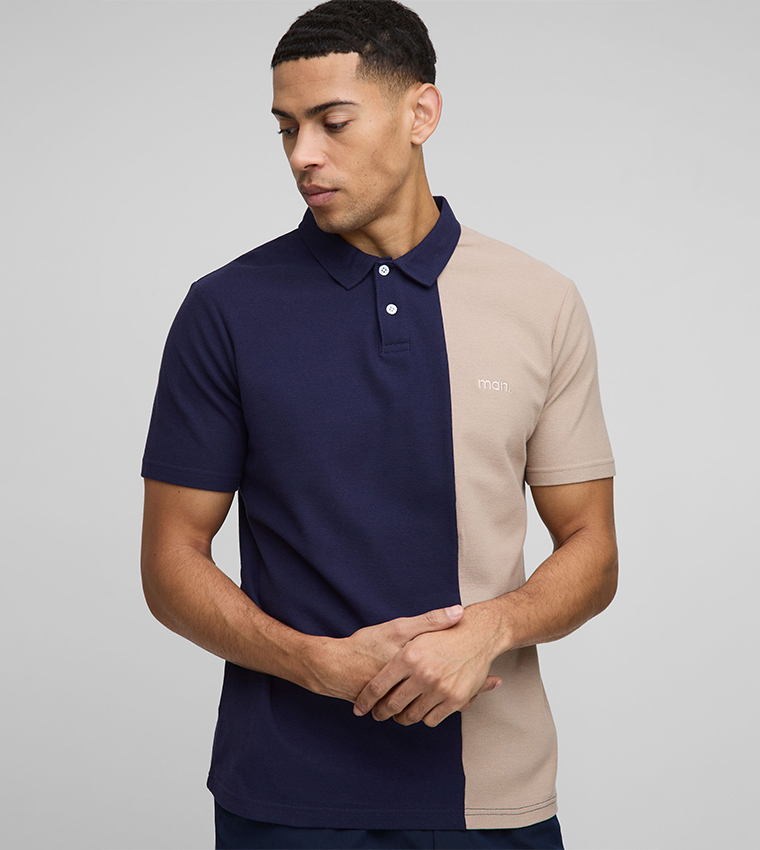 Slim Fit Pique Color Block Polo T-Shirt