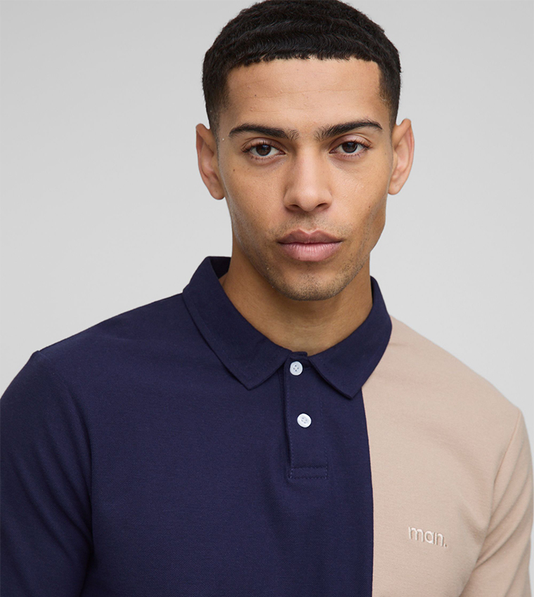 Slim Fit Pique Color Block Polo T-Shirt