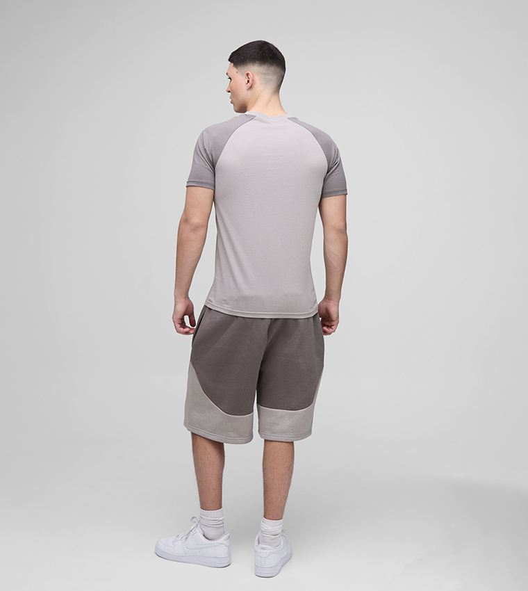 Color Block Raglan Sleeves Slim Fit T-Shirt