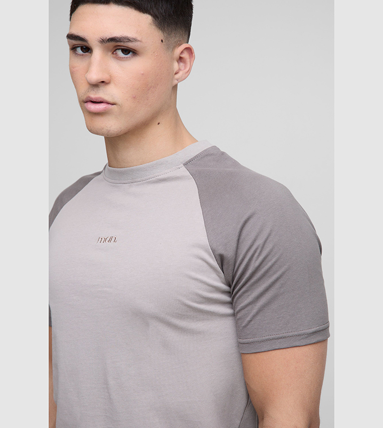 Color Block Raglan Sleeves Slim Fit T-Shirt
