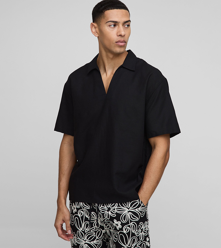 Linen Short Sleeves Oversized Shirt