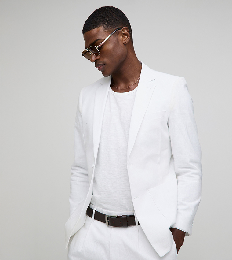 Linen Blend Slim Fit Blazer