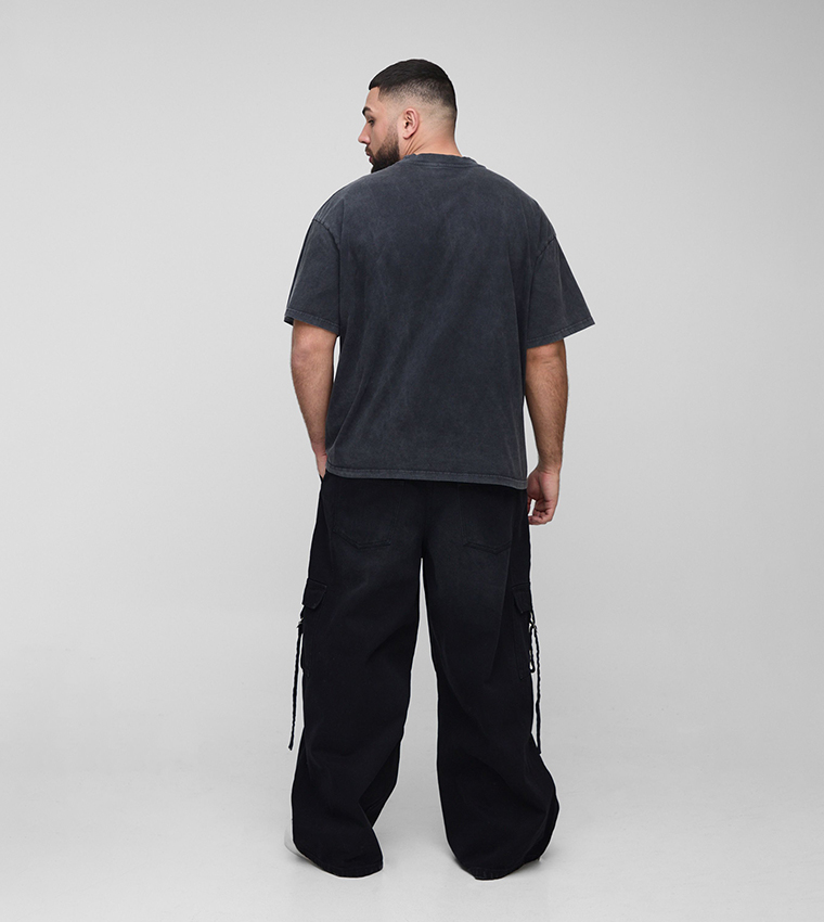 Plus & Tall Faded Pleat Parachute Cargo Jeans