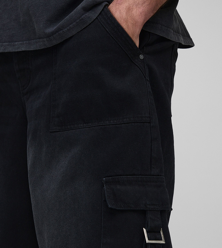 Plus & Tall Faded Pleat Parachute Cargo Jeans
