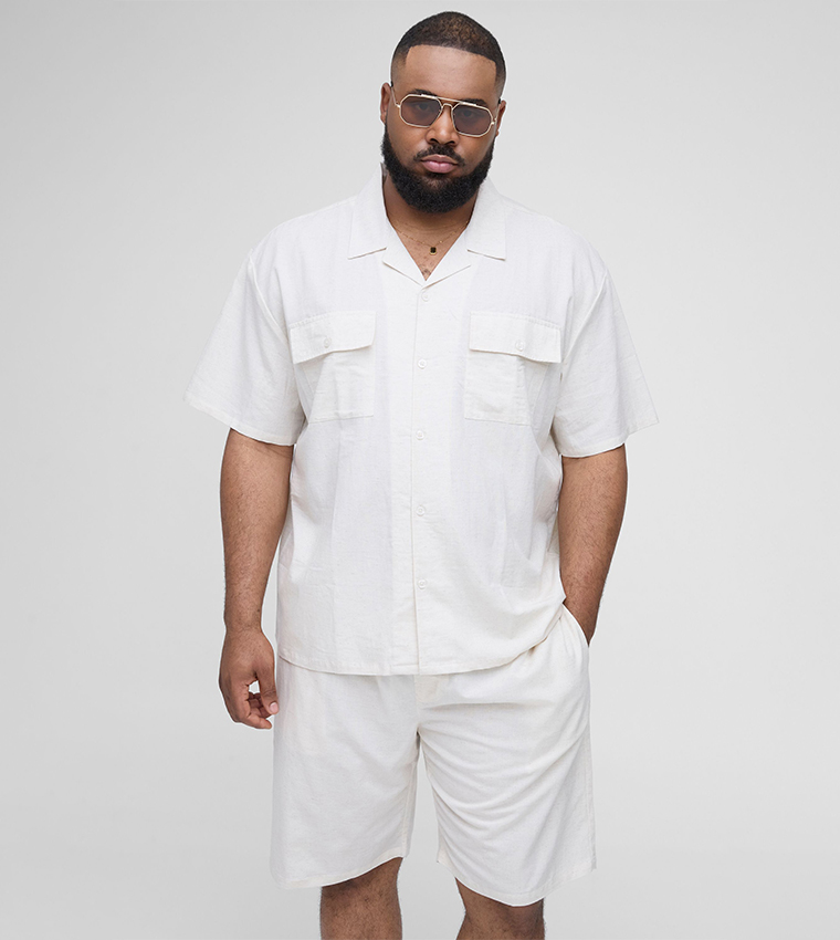 Linen Short Sleeves Oversized Shirt & Shorts Set