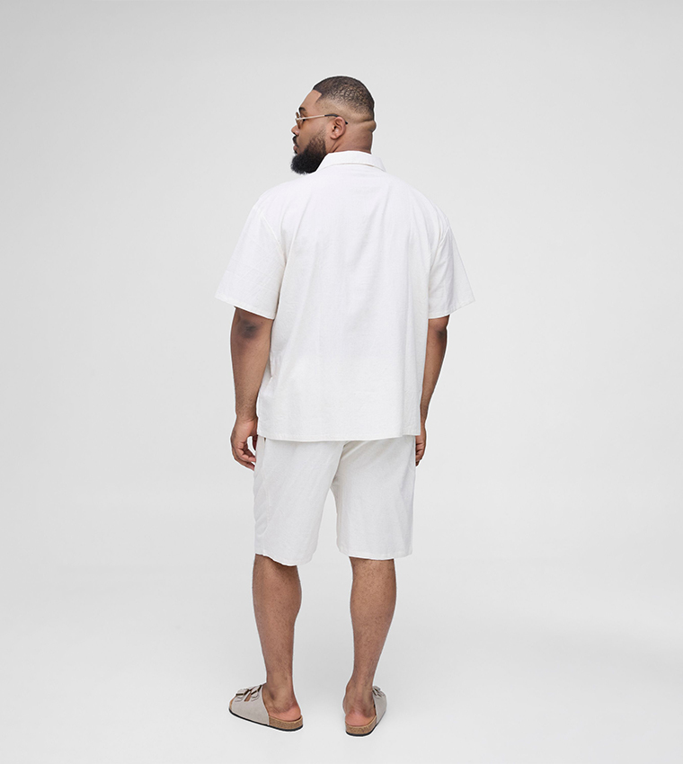 Linen Short Sleeves Oversized Shirt & Shorts Set