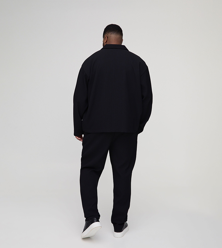 Ribbed Long Sleeves Zip-Up Shirt