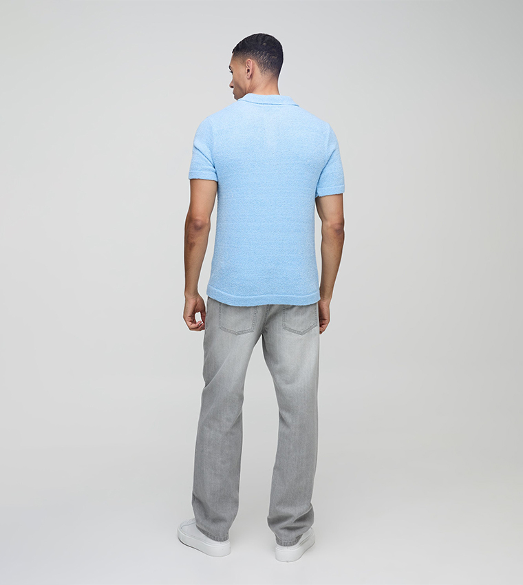Regular Fit Knitted Boucle Polo T-Shirt