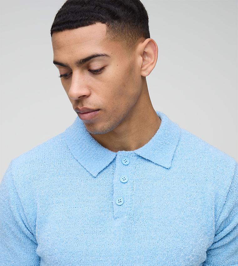 Regular Fit Knitted Boucle Polo T-Shirt