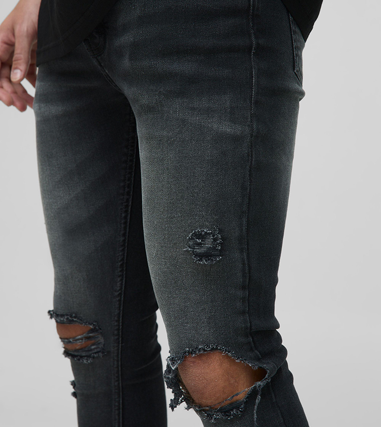 Washed Ripped Knee Super Skinny Fit Jeans