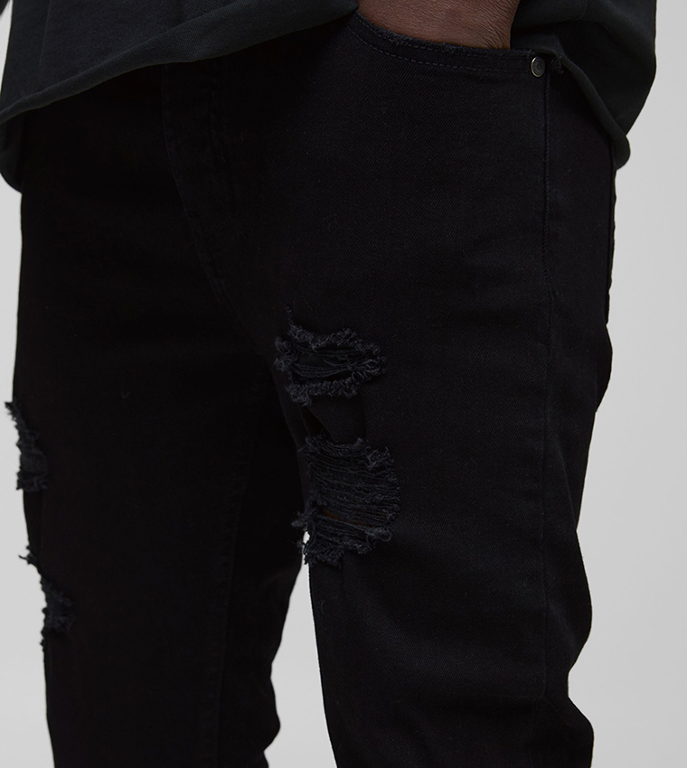 Skinny Stacked Distressed Ripped Jeans